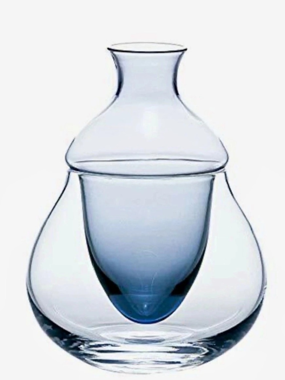 Japanese Tokkuri Reishu Handblown Sake Glasses + Carafes 220ml Blue NEW, Set /4